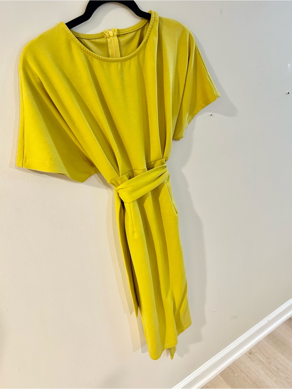 Bright Yellow Belted Midi Dress